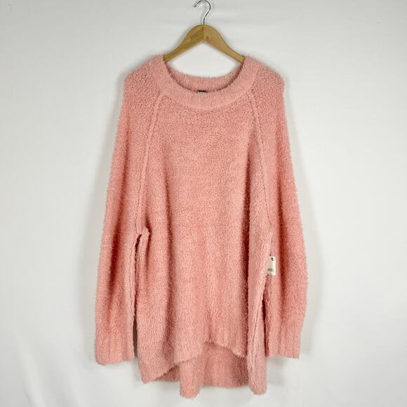Free People Womens Teddy Oversize Tunic Sweater XL Pale Rosette Wool Blend - Picture 2 of 15
